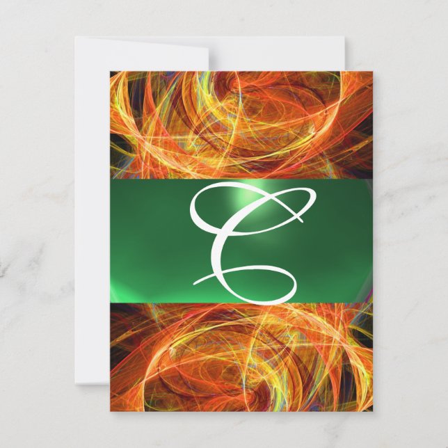 CRAZY PHOTON MONOGRAM yellow emerald green Invitation (Front)