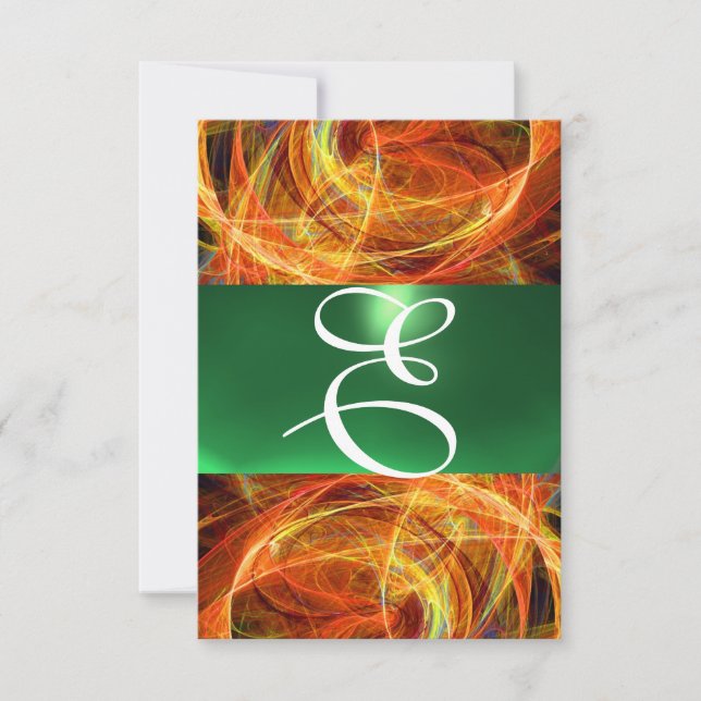 CRAZY PHOTON MONOGRAM yellow emerald green Invitation (Front)