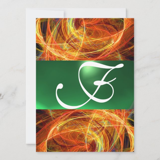 CRAZY PHOTON MONOGRAM yellow emerald green Invitation (Front)