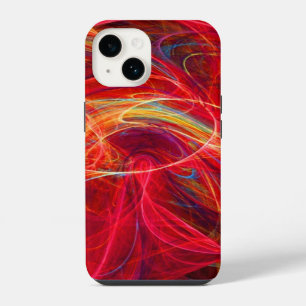 CRAZY PHOTON Pink Red Yellow Fractal Waves iPhone 14 Case