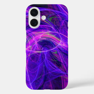 CRAZY PHOTON Purple Blue Fractal Swirls iPhone 16 Case