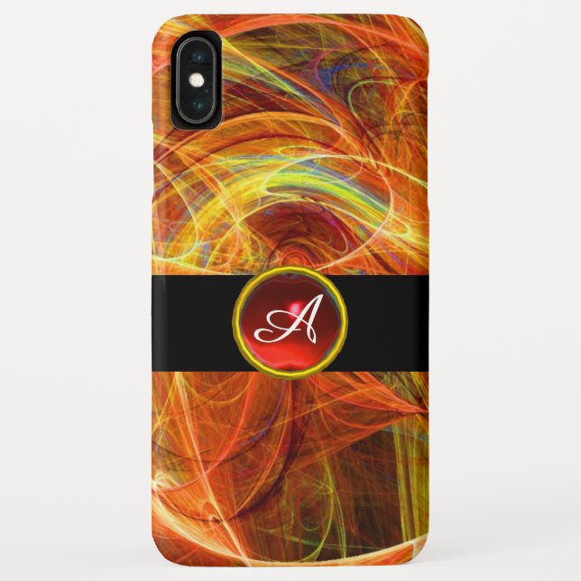 CRAZY PHOTON RED RUBY GEM STONE MONOGRAM Case-Mate iPhone CASE (Back)