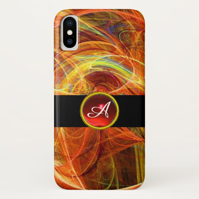 CRAZY PHOTON RED RUBY GEM STONE MONOGRAM Case-Mate iPhone CASE (Back)
