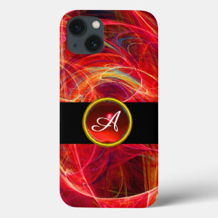CRAZY PHOTON RED RUBY GEM STONE MONOGRAM iPhone 13 CASE