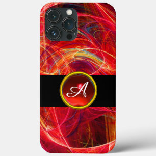 CRAZY PHOTON RED RUBY GEM STONE MONOGRAM iPhone 13 PRO MAX CASE