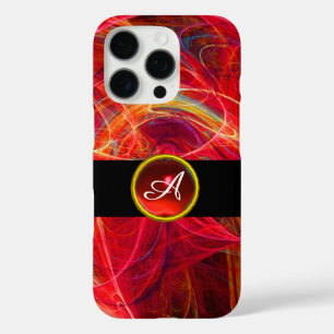 CRAZY PHOTON RED RUBY GEM STONE MONOGRAM iPhone 16 PRO CASE