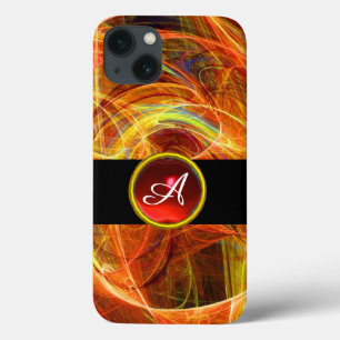 CRAZY PHOTON RED RUBY GEM STONE MONOGRAM iPhone 13 CASE