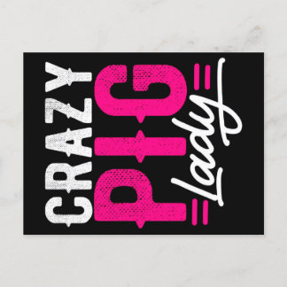 Crazy Pig | Lady Farming | Cute Gift Holiday Postcard