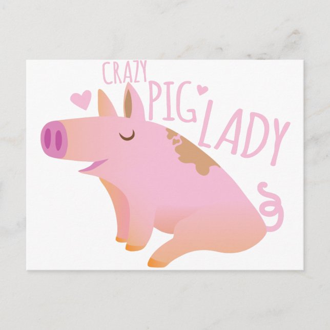 Crazy Pig Lady Postcard (Front)