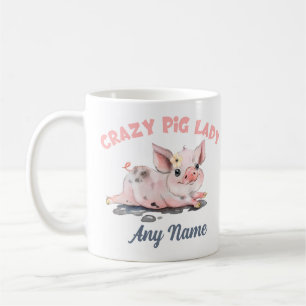 Crazy Pig Mug, Pig Lover Mug, Personalised Gift Coffee Mug
