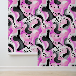 Crazy Pink Abstract Swirls and Dots  Wallpaper