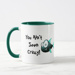 Crazy Piranha, Weird Funny Cartoon Fish Design Mug