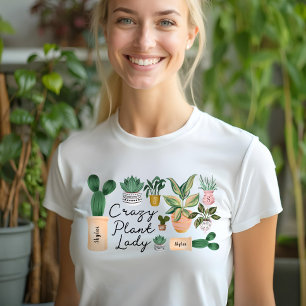 Crazy Plant Lady Chic Watercolor Potted Plants Tri-Blend Shirt