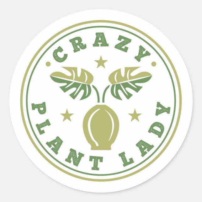Crazy Plant Lady Classic Round Sticker (Front)