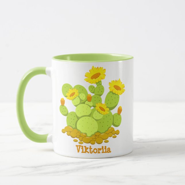 Crazy Plant Lady Cute Cactus Blooming Custom name Mug (Left)