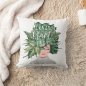 Crazy Plant Lady Fun Watercolor Plant Lady Hairdo Throw Pillow (Blanket)