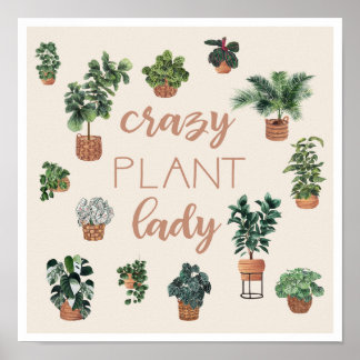 Crazy Plant Lady Illustration Poster