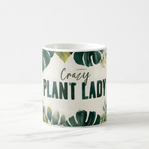 Crazy Plant Lady Typography Banner with Watercolor Coffee Mug