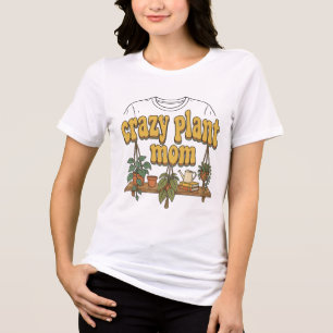 Crazy Plant Mom Retro Groovy Plant Shelf T-Shirt Tri-Blend Shirt
