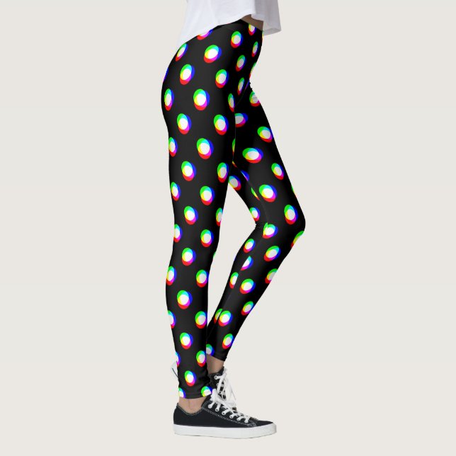 Crazy Polka Dots larger Custom Background Black Leggings (Right)