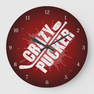 Crazy Pucker (Hockey) Large Clock