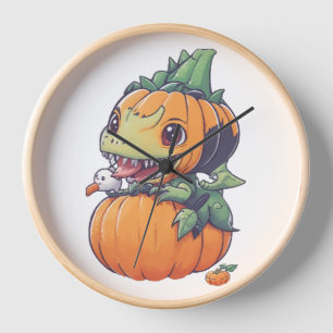 crazy pumpkin trying to eat spooky  clock