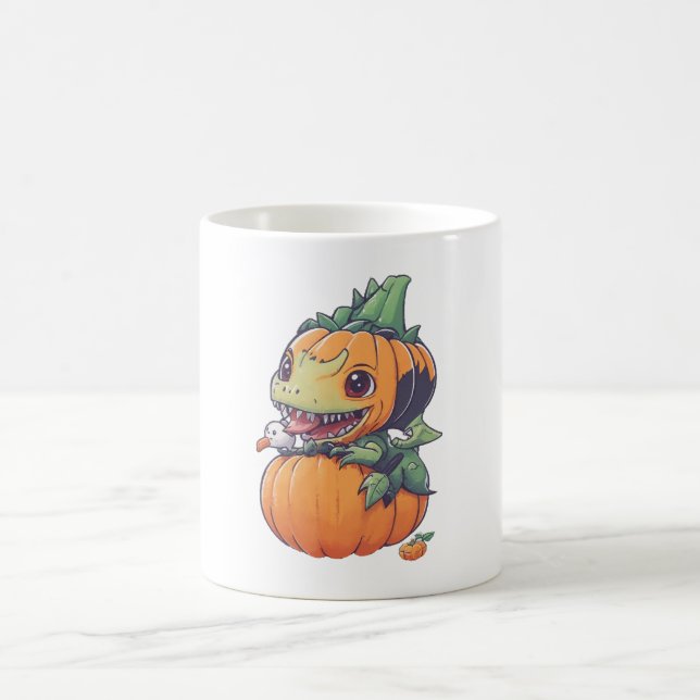 crazy pumpkin trying to eat spooky  coffee mug (Center)