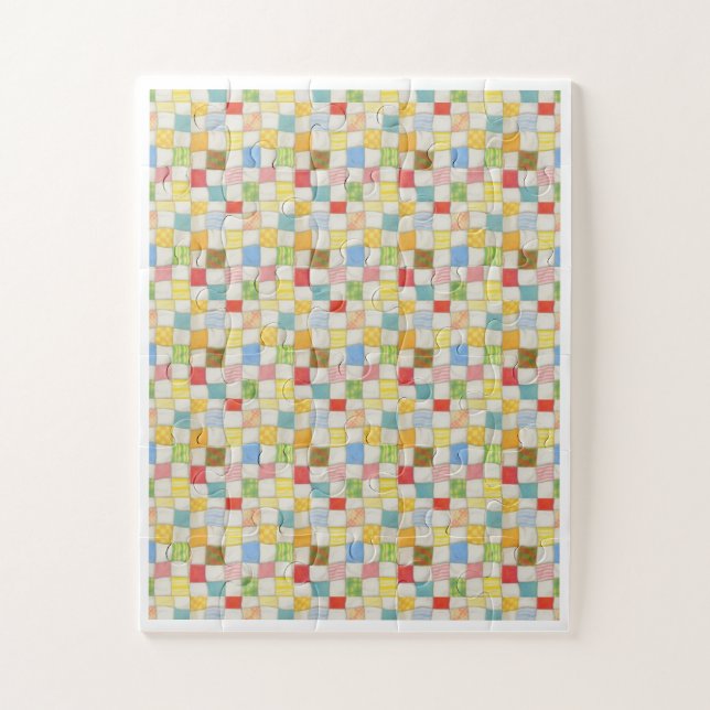CRAZY QUILT 11x14 Big Pieces Puzzle - White (Vertical)