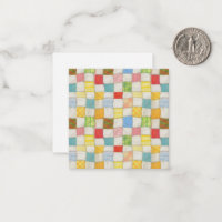 CRAZY QUILT 2.5x2.5 Square Flat Note Card 