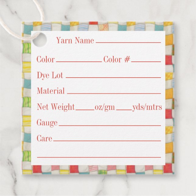 CRAZY QUILT 2" Square Yarn Tags (Front)