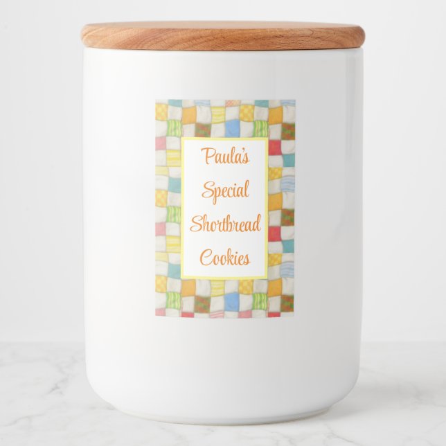 CRAZY QUILT 2"X3" Étiquette de contenants alimenta (Devant)