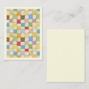 CRAZY QUILT 3.5x2.5 Flat Card / Cream / Vertical
