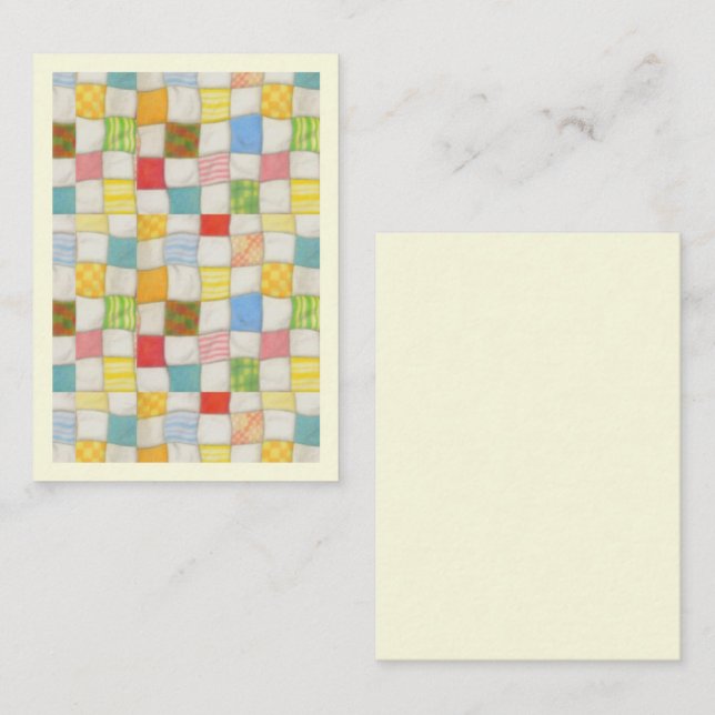 CRAZY QUILT 3.5x2.5 Flat Card / Cream / Vertical (Front/Back)