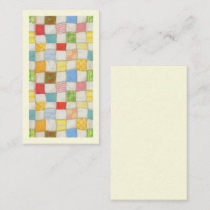 CRAZY QUILT 3.5x2 Flat Card / Cream / Vertical