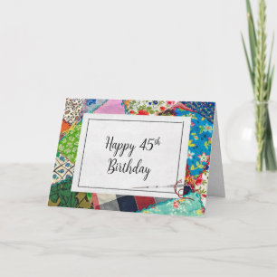 Crazy Quilt 45th Birthday Card