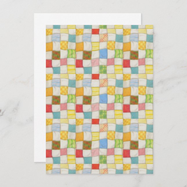 CRAZY QUILT 4.5x6.25 Carte plate / Vertical (Devant / Derrière)