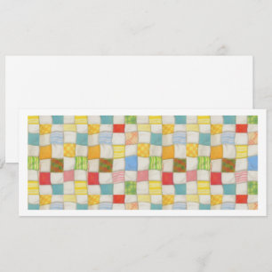 CRAZY QUILT 4x9.25 Flat Card / White / Horizontal