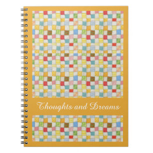 CRAZY QUILT 6.5x8.75 Spiral Notebook + Text Gold
