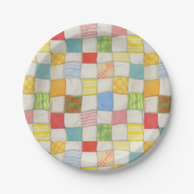 CRAZY QUILT 7" Round Paper Plates (Front)
