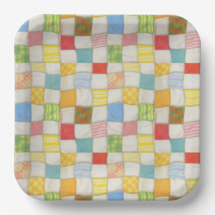 Crazy Quilt 9" Square Paper Plate