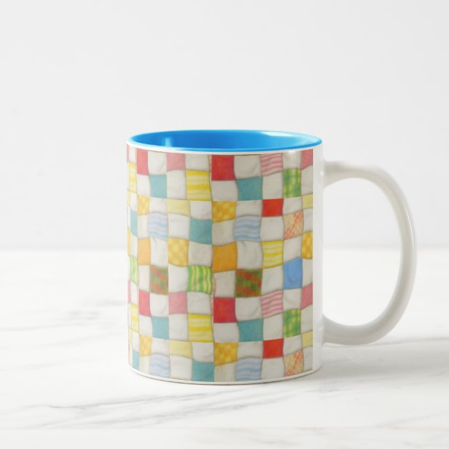 CRAZY QUILT Blue Two-Tone Mug (Right)