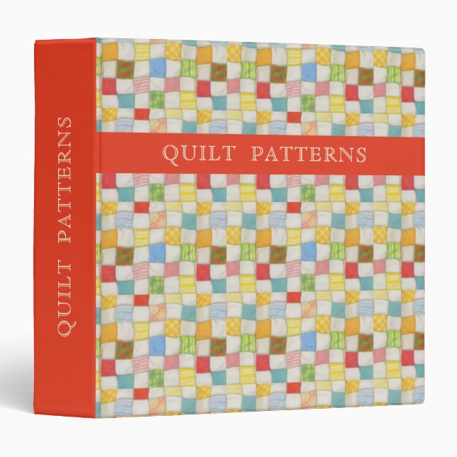 CRAZY QUILT Classeur + Texte / Rouge (Devant/Côté)