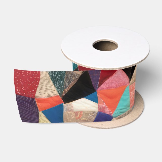 Crazy Quilt Design Satin Ribbon (Spool)