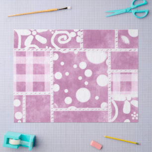 Crazy Quilt Dusty Pink Floral Pattern Decoupage Tissue Paper