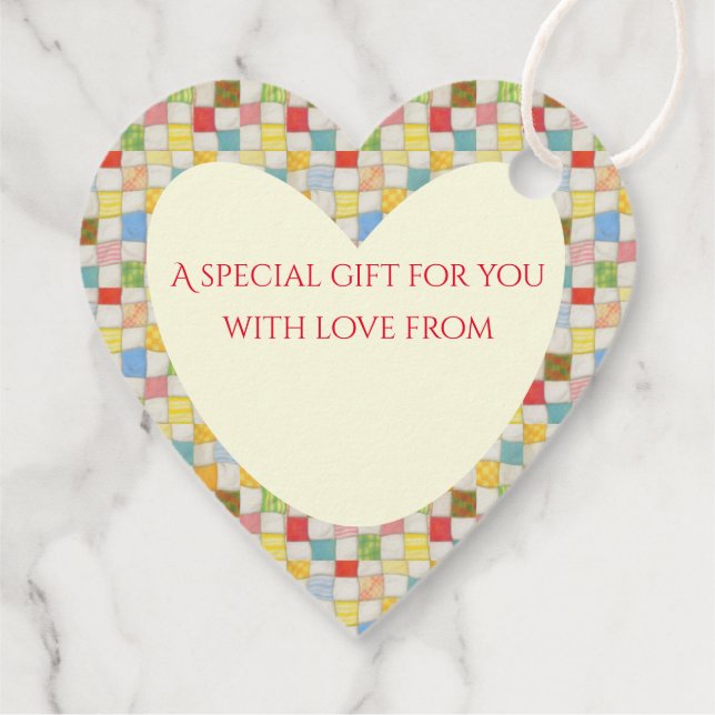 CRAZY QUILT Heart Gift Tags / Cream (Back)