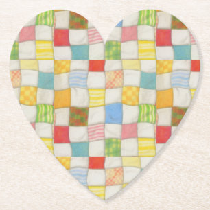 CRAZY QUILT Heart Paper Coasters