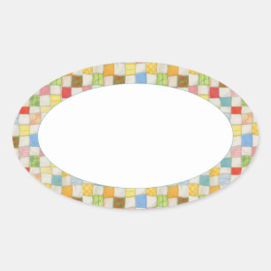 CRAZY QUILT Oval Matte Stickers