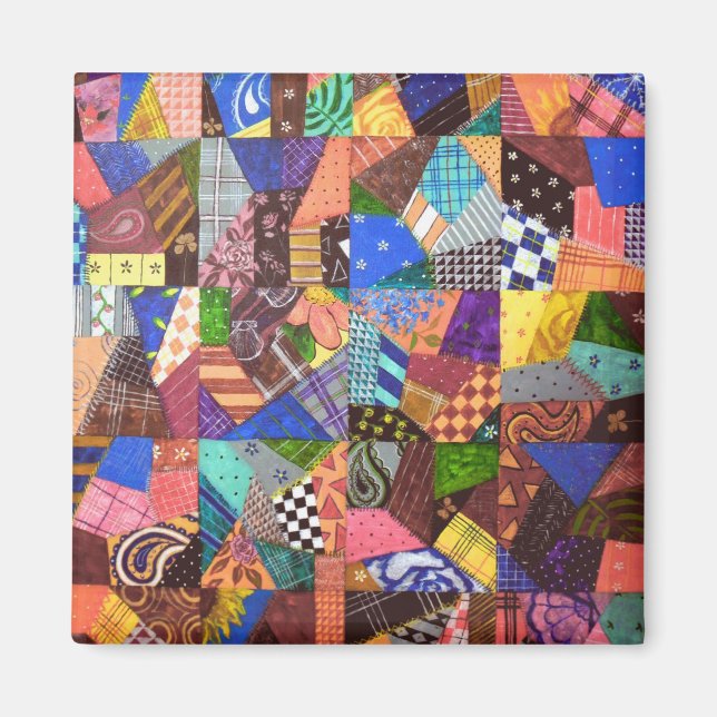 Crazy Quilt Patchwork Quilt Abstract Art Geometric Magnet (Front)