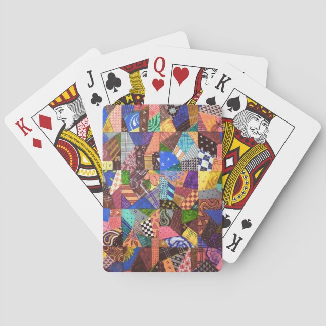 Crazy Quilt Patchwork Quilt Abstract Art Geometric Playing Cards (Back)