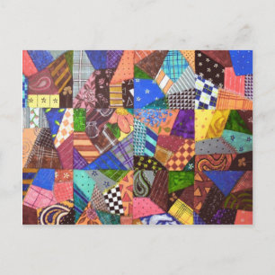 Crazy Quilt Patchwork Quilt Abstract Art Geometric Postcard